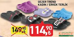 GEZER TREND KADIN/ERKEK TERLİK fiyat ve kampanya bilgisi